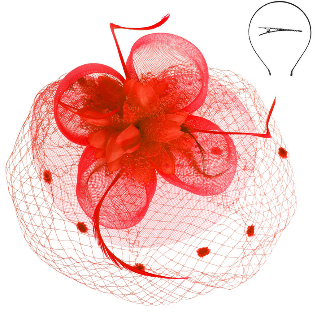 Take The Bet Fascinator Accessories Peacocks & Pearls Red