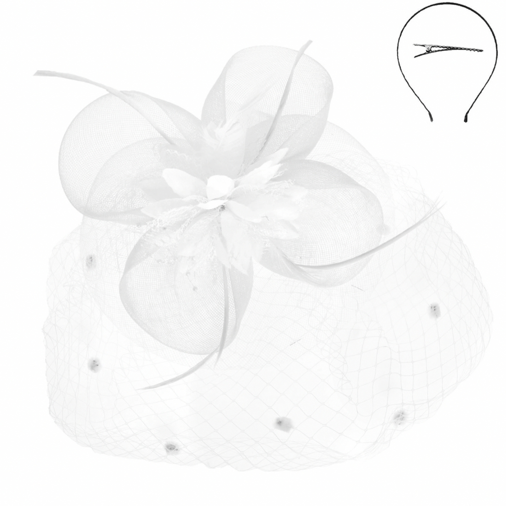 Take The Bet Fascinator Accessories Peacocks & Pearls White