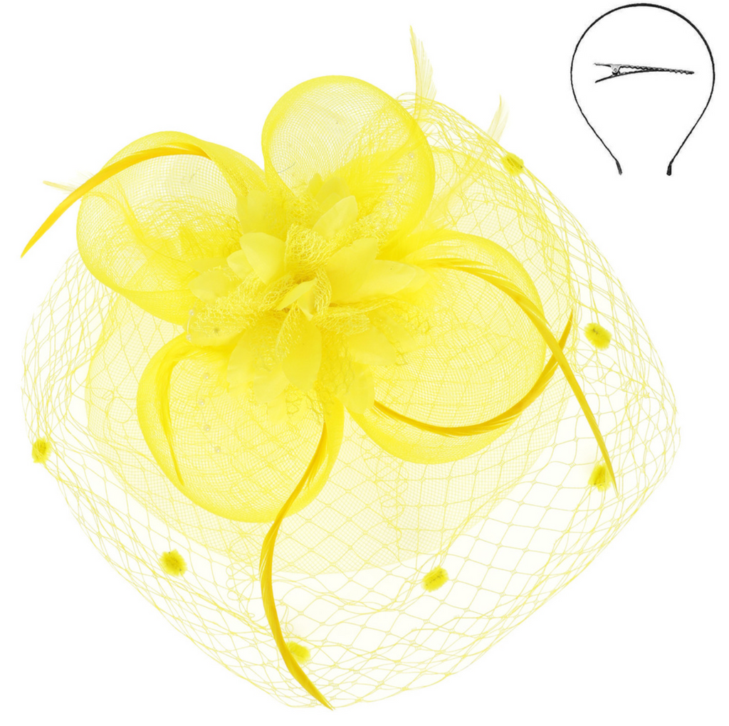 Take The Bet Fascinator Accessories Peacocks & Pearls Yellow