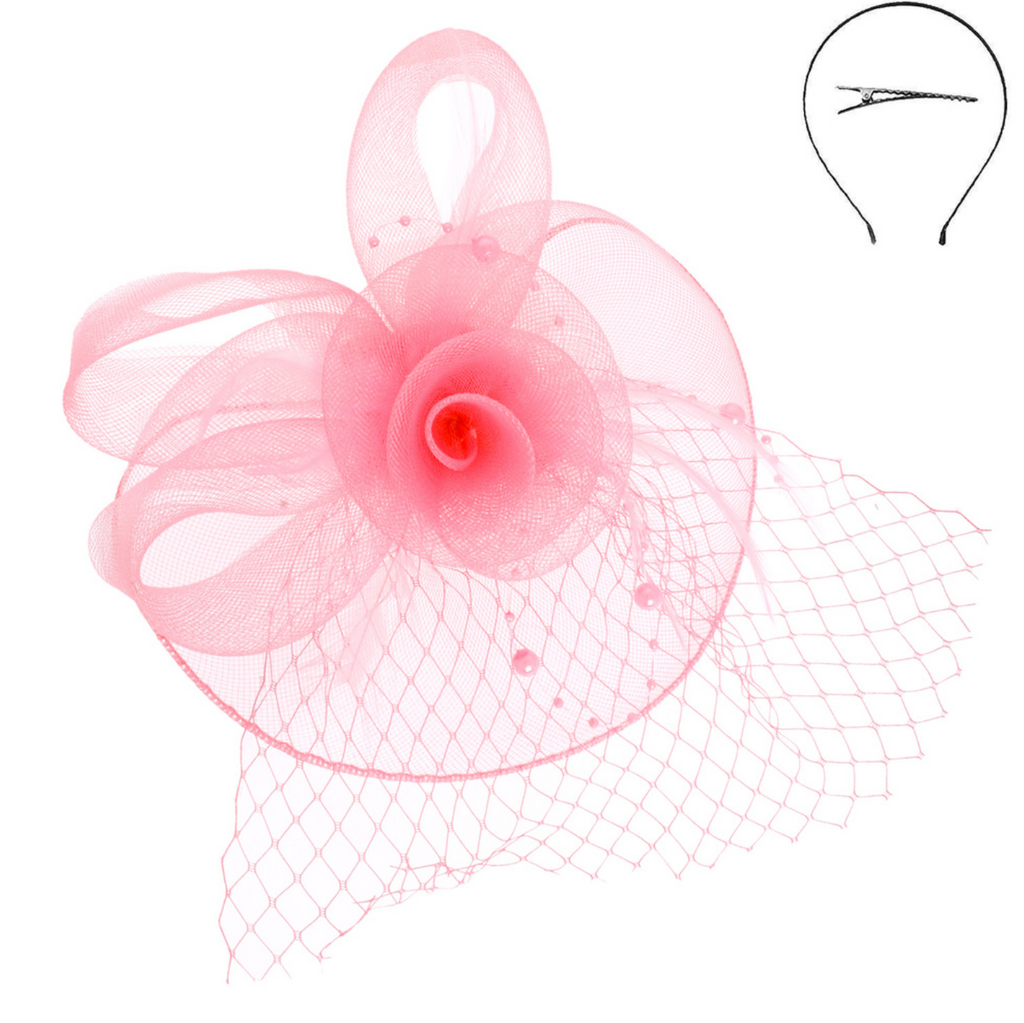 Grandstand Fascinator Accessories Peacocks & Pearls Light Pink