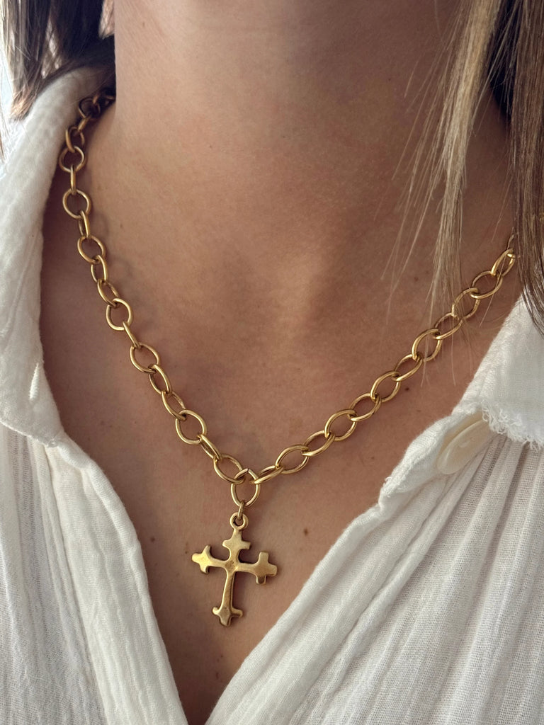 Bold Cross Necklace Jewelry ALV Jewels Gold