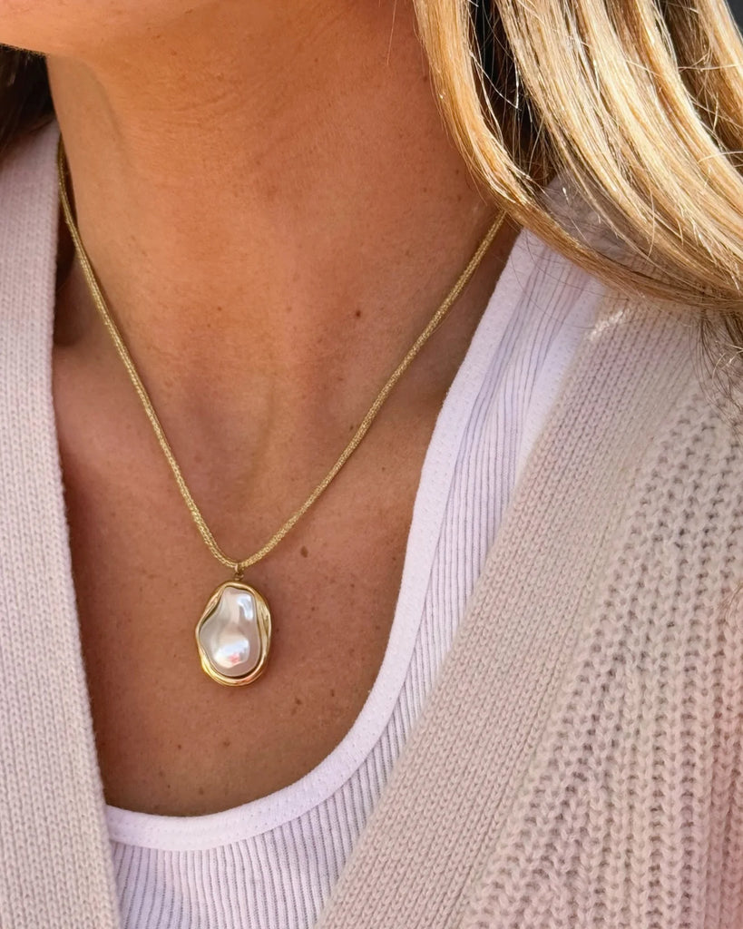 Pearl Bezel Strand Jewelry ALV Jewels Gold