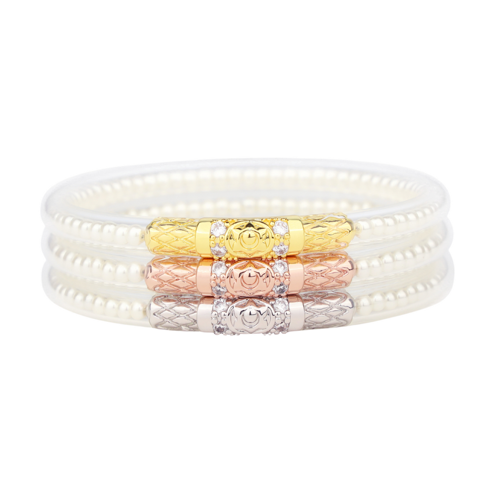 Three Queens All Weather Bangles Accessories Budha Girl White Pearl S