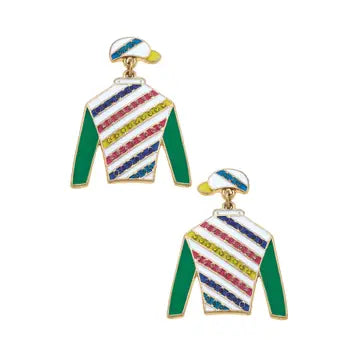 Mabel Jockey Silk Earrings Jewelry Peacocks & Pearls Multi