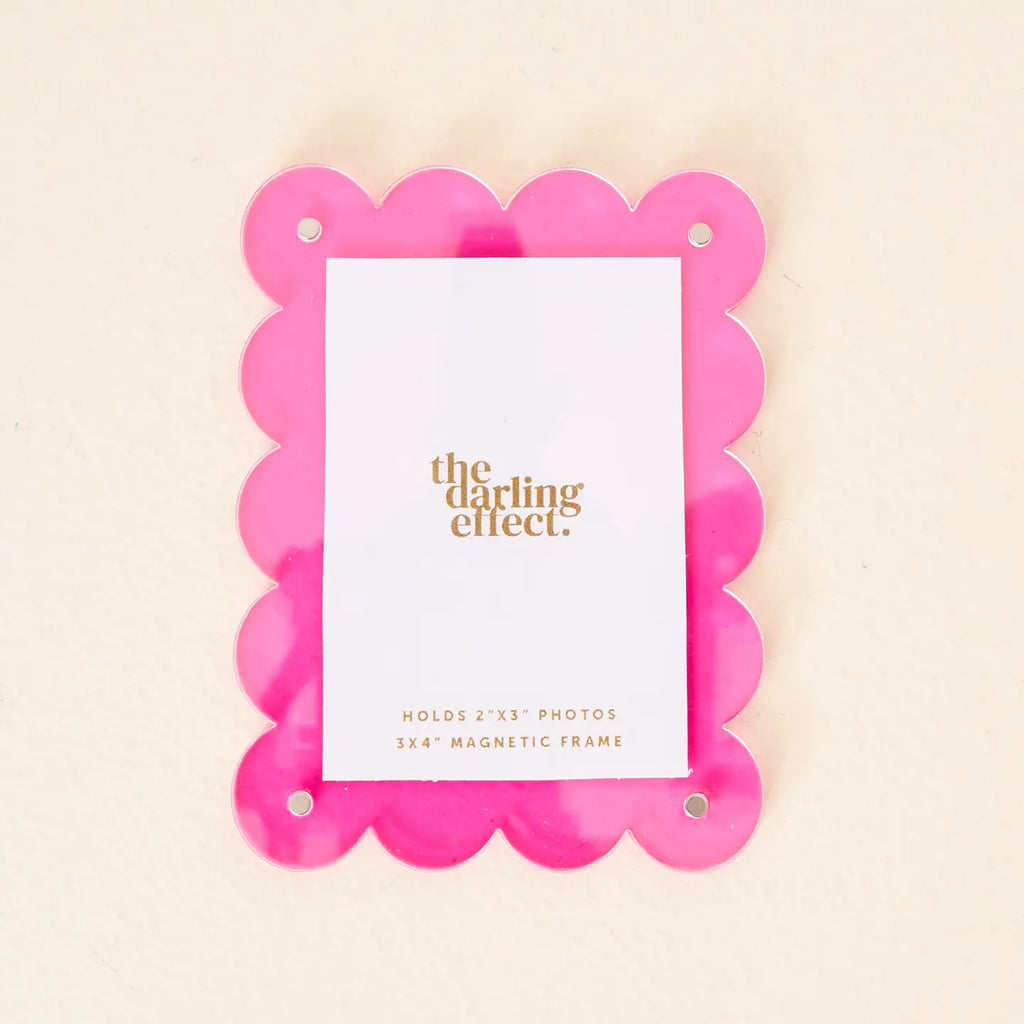 Mini Acrylic Magnet Picture Frame Home Peacocks & Pearls Hot Pink  