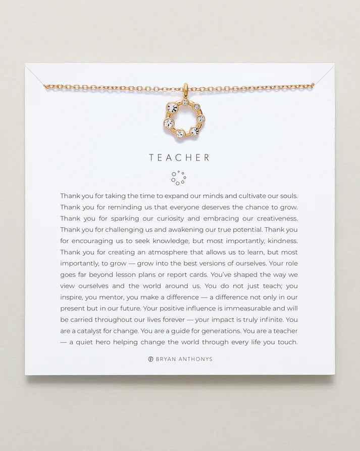 Teacher Necklace Jewelry Bryan Anthony's Gold  