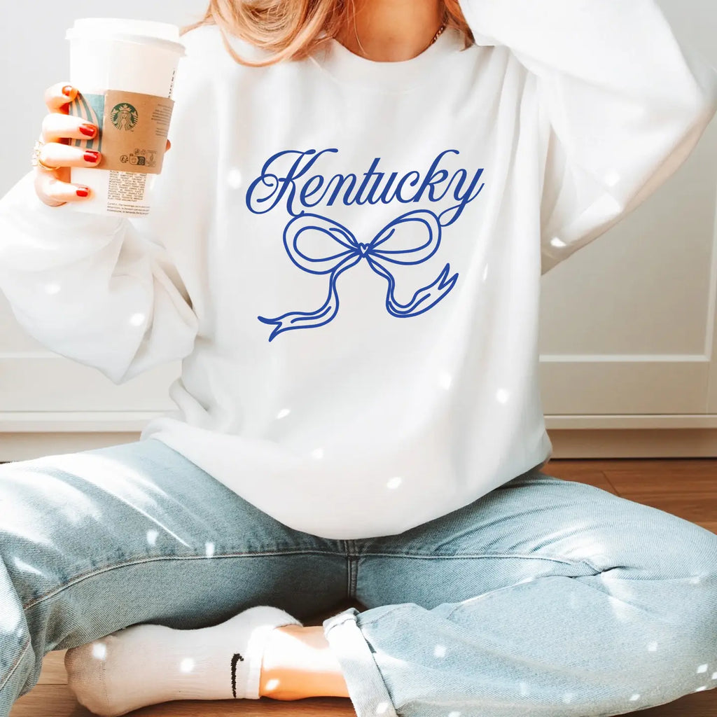 Kentucky Girl Bow Crewneck Clothing Peacocks & Pearls   