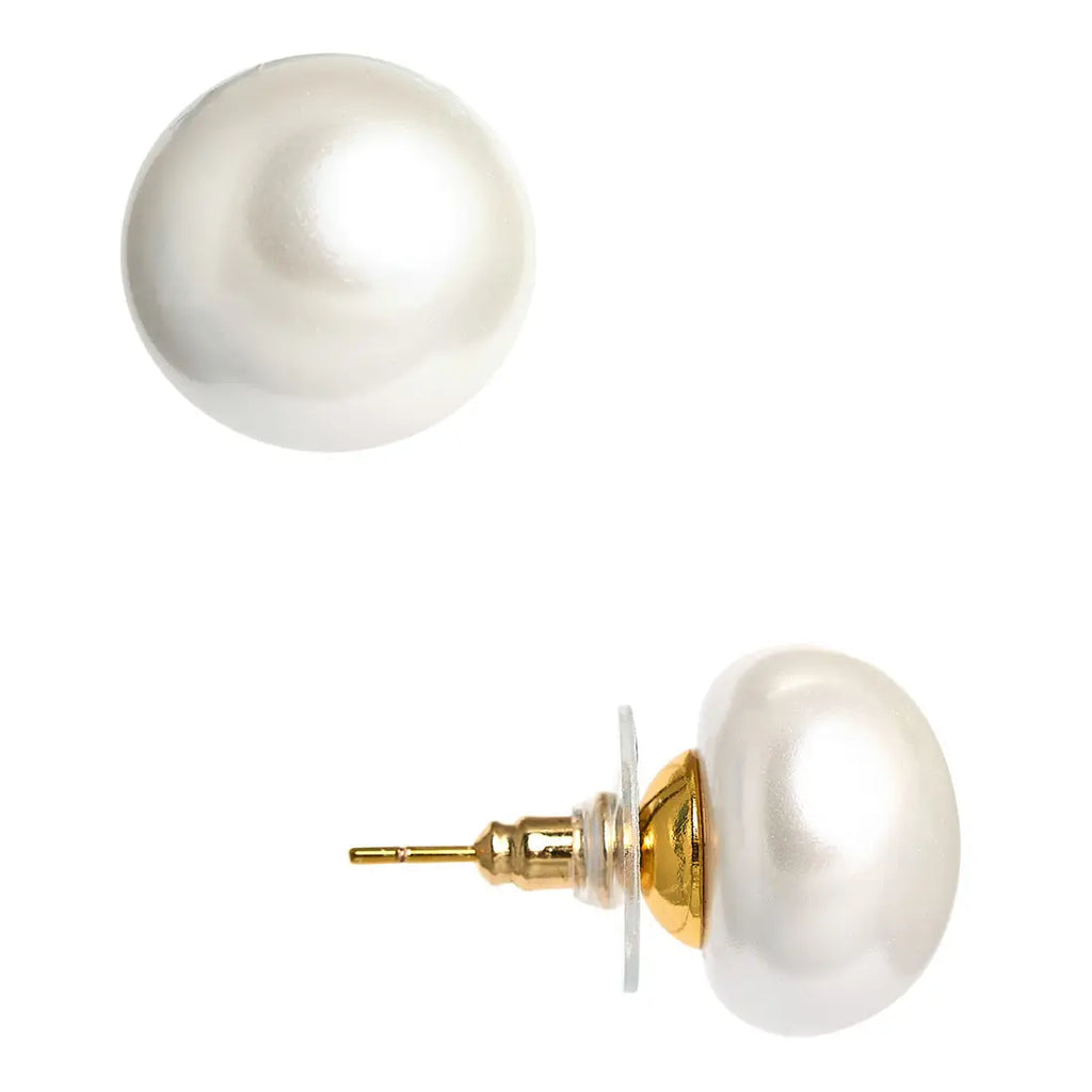 Barrett Flat Pearl Stud Jewelry Lisi Lerch Gold 16mm 