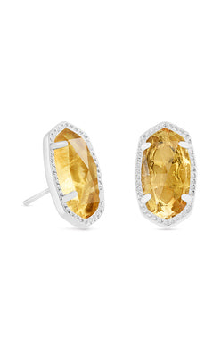 Ellie Glass Stud Jewelry Kendra Scott Silver Citrine  