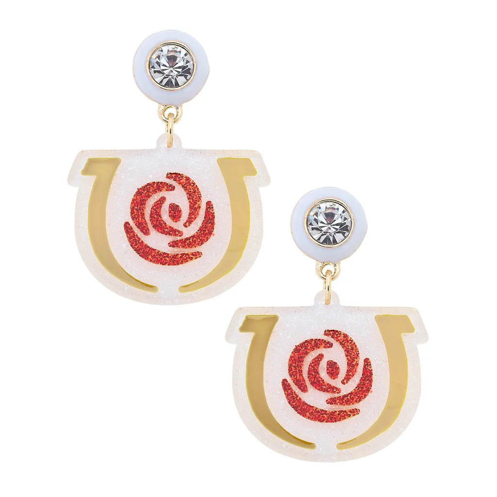 Derby Logo Earrings Jewelry Peacocks & Pearls White
