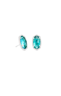 Ellie Glass Stud Jewelry Kendra Scott Silver London Blue  