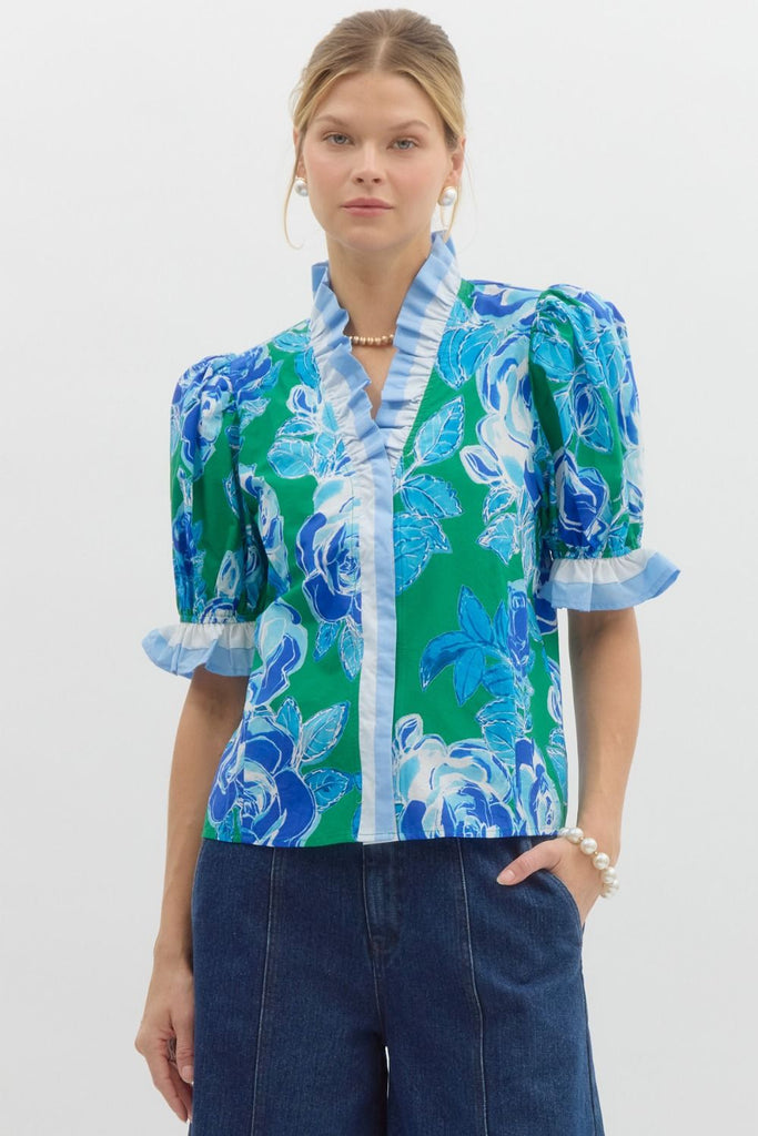 When Flowers Bloom Blouse Clothing Peacocks & Pearls