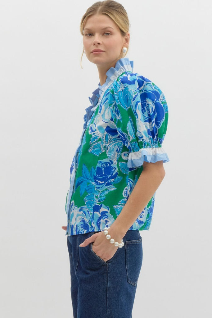 When Flowers Bloom Blouse Clothing Peacocks & Pearls