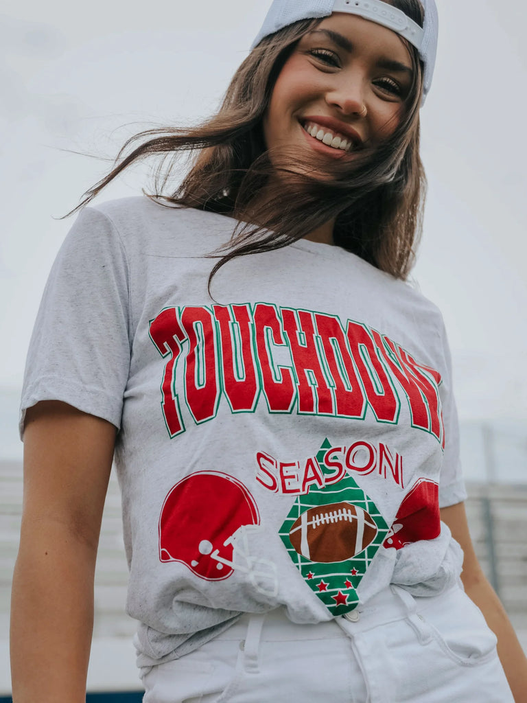 Touchdown Season Tee Clothing Peacocks & Pearls Grey S 