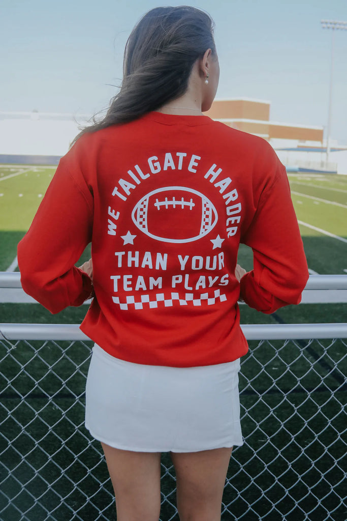 We Tailgate Harder Crewneck Clothing Peacocks & Pearls   