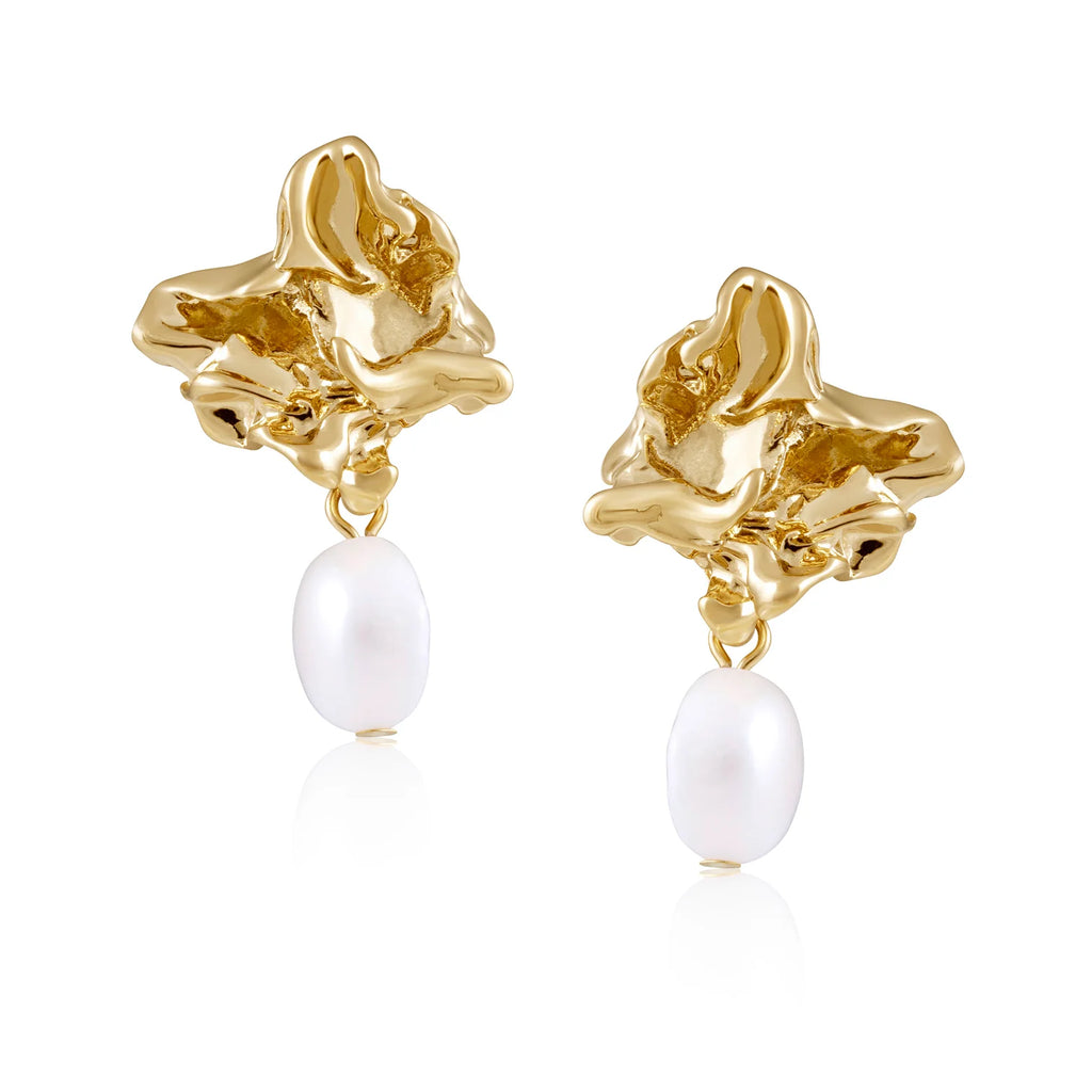 Greta Pearl Earring Jewelry Peacocks & Pearls Gold  