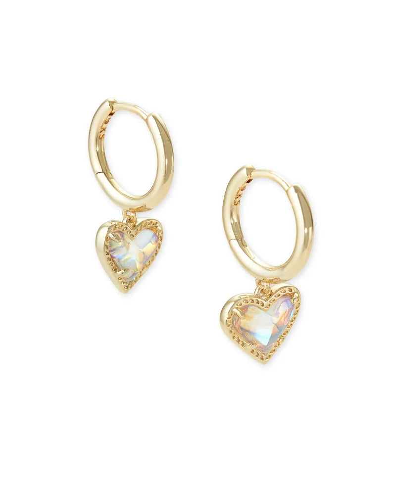 Ari Heart Huggie Jewelry Kendra Scott Gold Dichroic Glass  