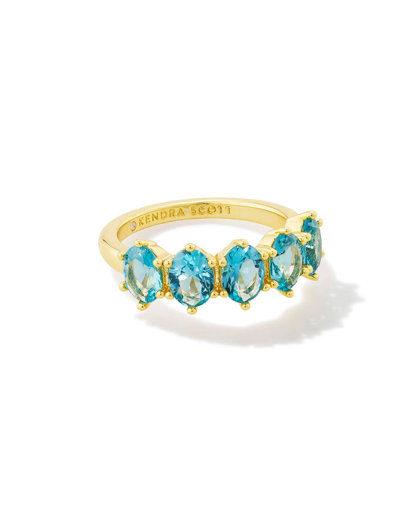 Cailin Crystal Band Birthstone Ring Jewelry Kendra Scott Gold Aqua (March) 6 