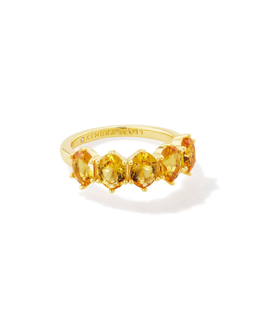 Cailin Crystal Band Birthstone Ring Jewelry Kendra Scott Gold Golden Yellow (November) 6 