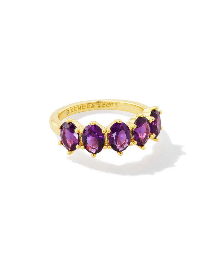 Cailin Crystal Band Birthstone Ring Jewelry Kendra Scott Gold Purple (February) 6 