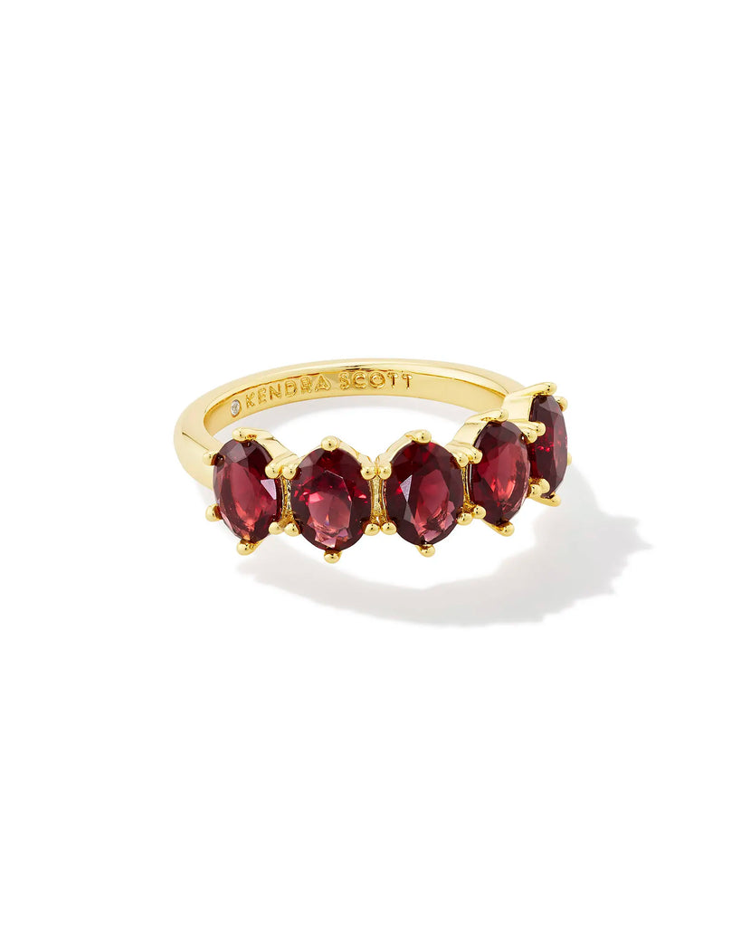 Cailin Crystal Band Birthstone Ring Jewelry Kendra Scott Gold Burgundy (January) 6 