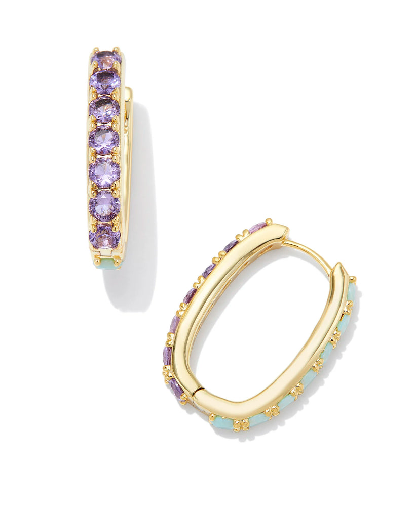 Chandler Hoop Jewelry Kendra Scott Gold Green/Lilac Mix  