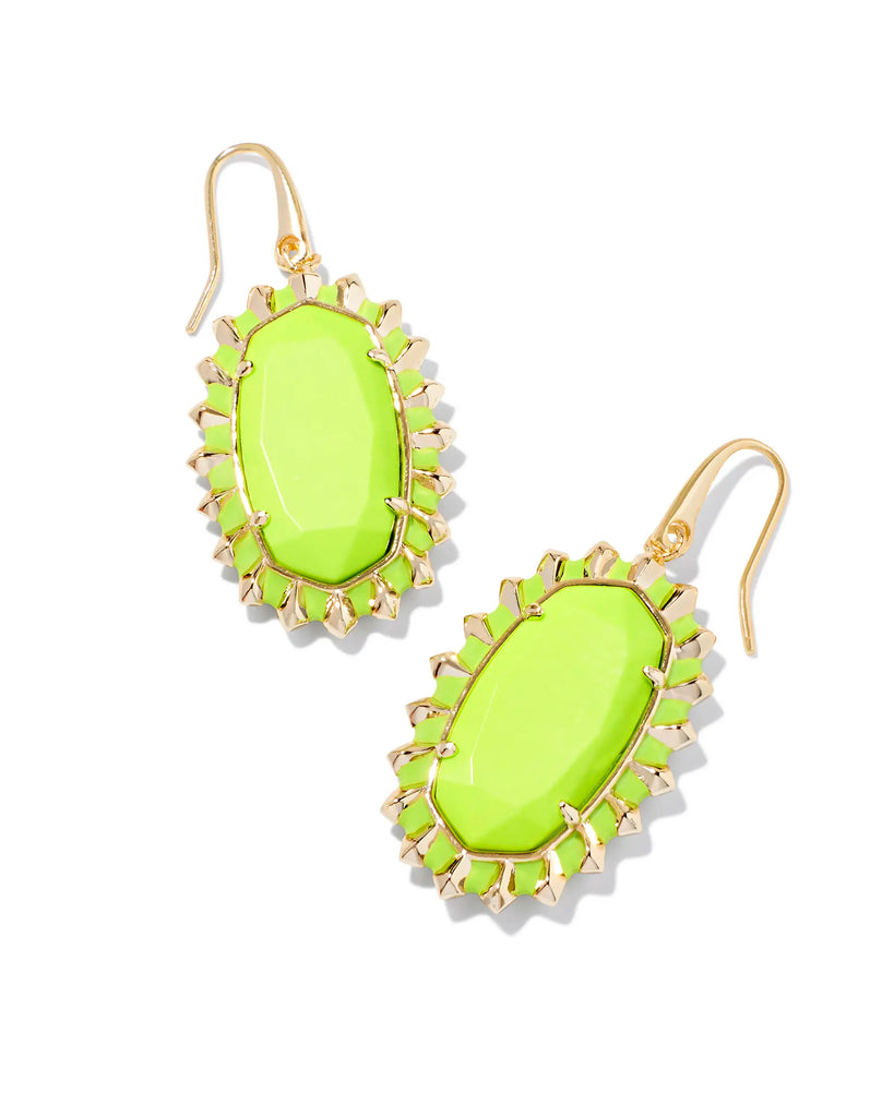 Dani Color Burst Frame Earrings Jewelry Kendra Scott Gold Neon Yellow  