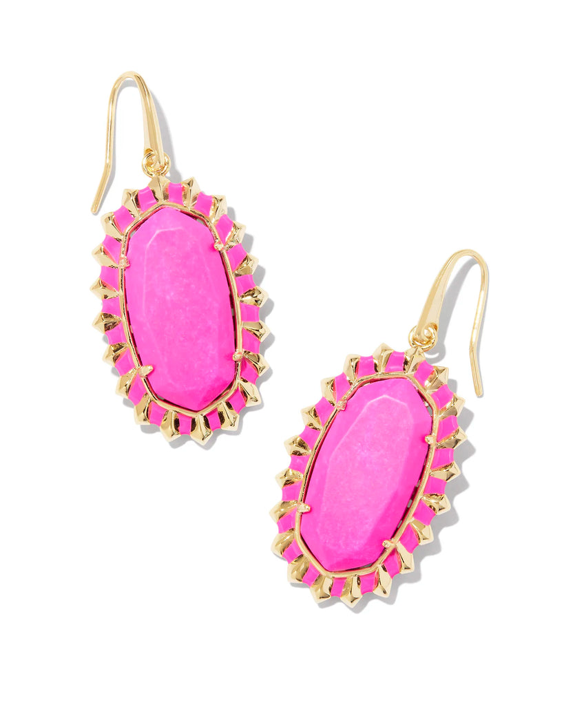 Dani Color Burst Frame Earrings Jewelry Kendra Scott Gold Neon Pink  