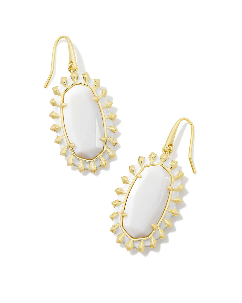 Dani Color Burst Frame Earrings Jewelry Kendra Scott Gold White Mother of Pearl  