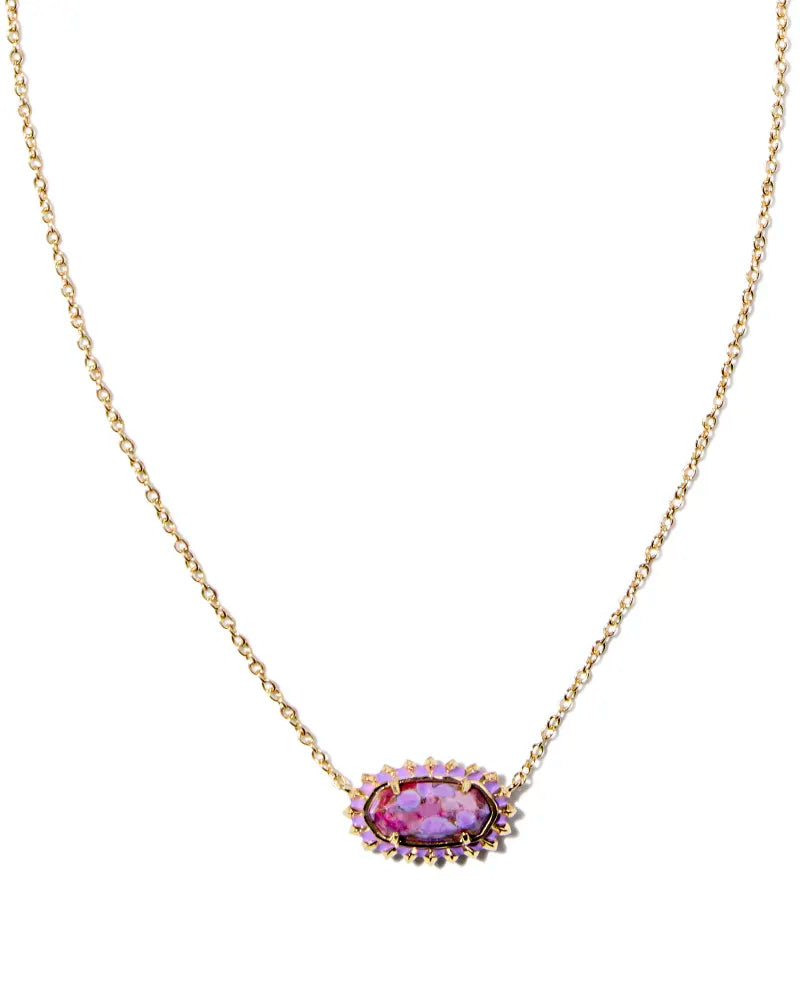 Elisa Burst Frame Pendant Jewelry Kendra Scott Gold Bronze Veined Violet  