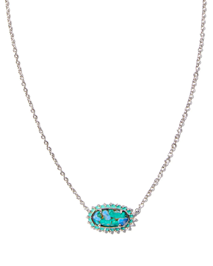 Elisa Burst Frame Pendant Jewelry Kendra Scott Silver Bronze Veined Aqua  