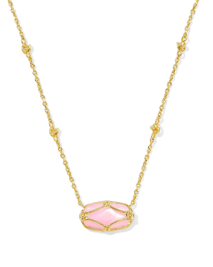 Elisa Lattice Frame Necklace Jewelry Kendra Scott Gold Blush Mother of Pearl