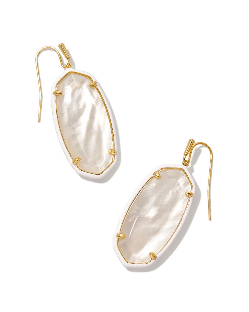 Elle Enamel Framed Drop Jewelry Kendra Scott Gold Ivory Mix  