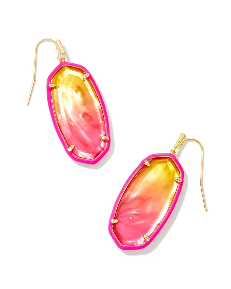 Elle Enamel Framed Drop Jewelry Kendra Scott Gold Sunset Ombre  