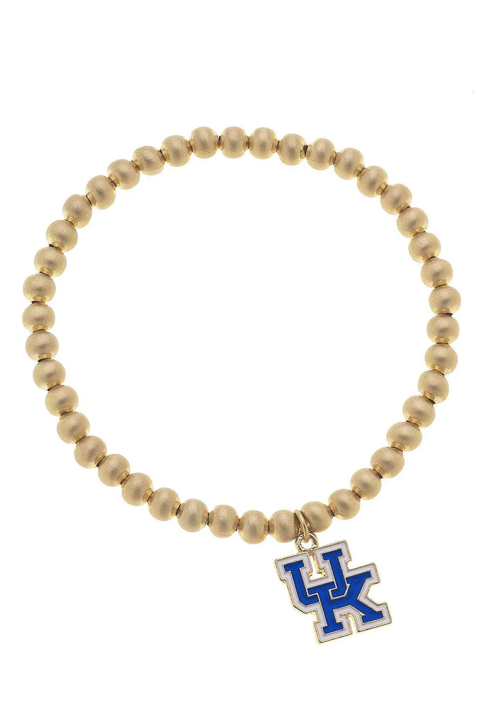 UK Logo Beaded Stretch Bracelet Jewelry Peacocks & Pearls Gold  