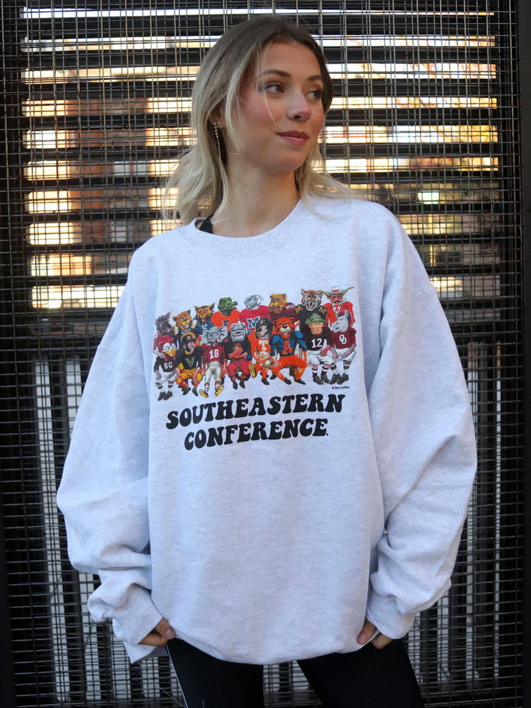 SEC Family Retro Sweatshirt Clothing Peacocks & Pearls Grey S