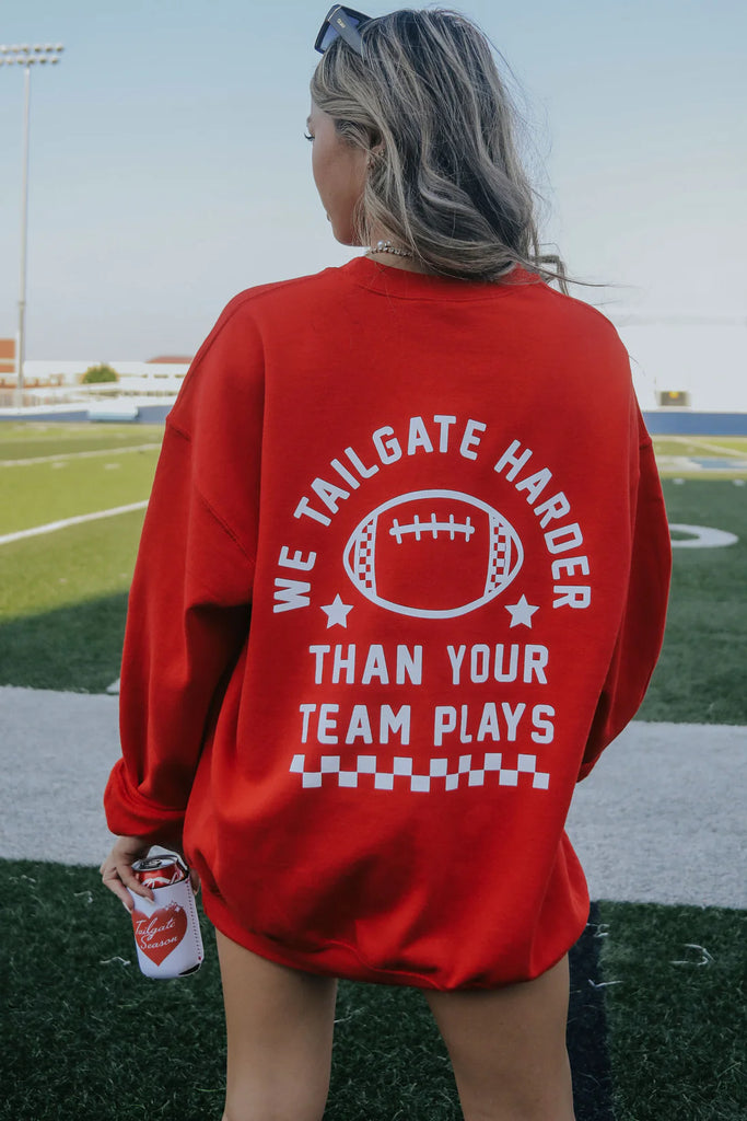 We Tailgate Harder Crewneck Clothing Peacocks & Pearls   