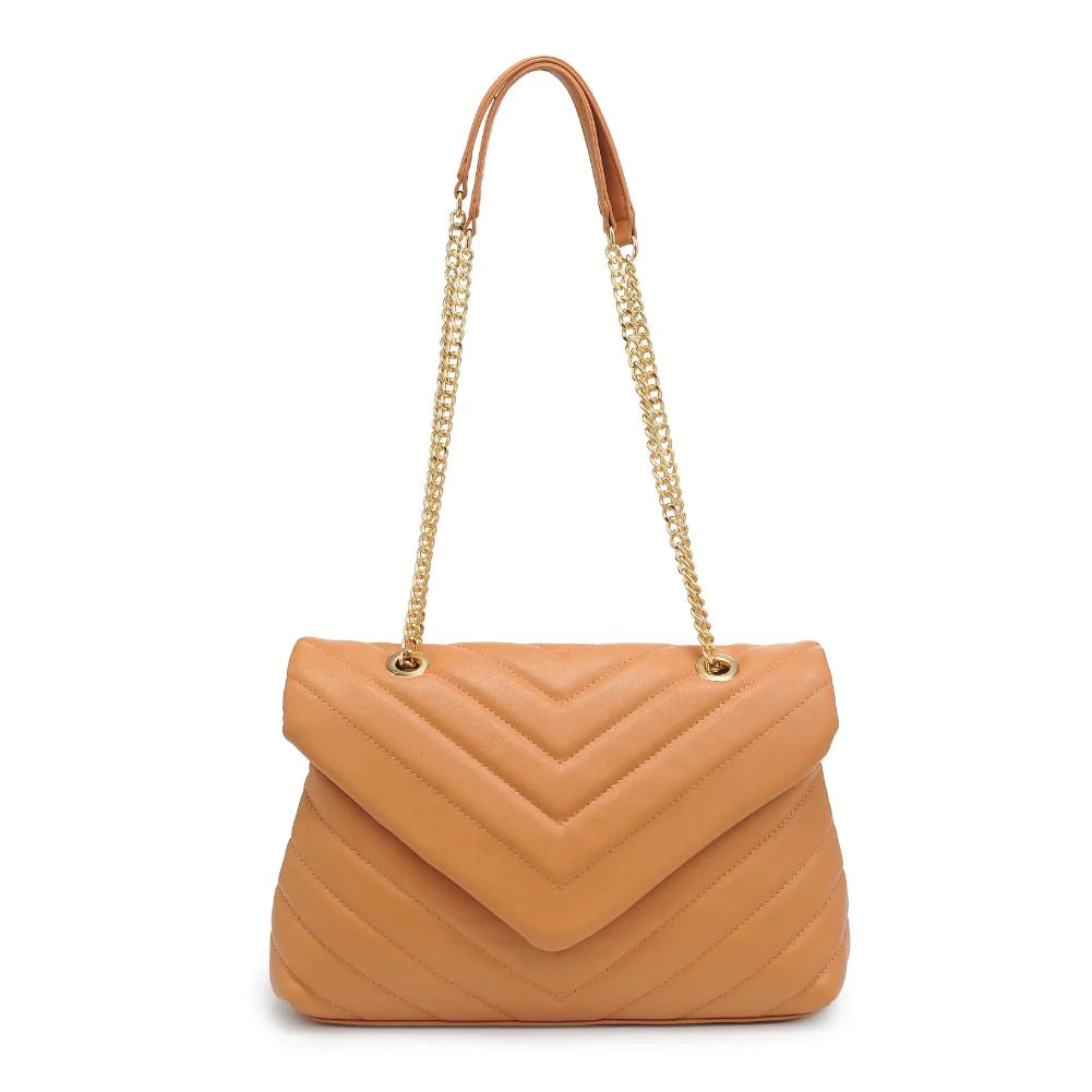 Tan Chevron Quilted Crossbody Purse - Kendry Collection Boutique