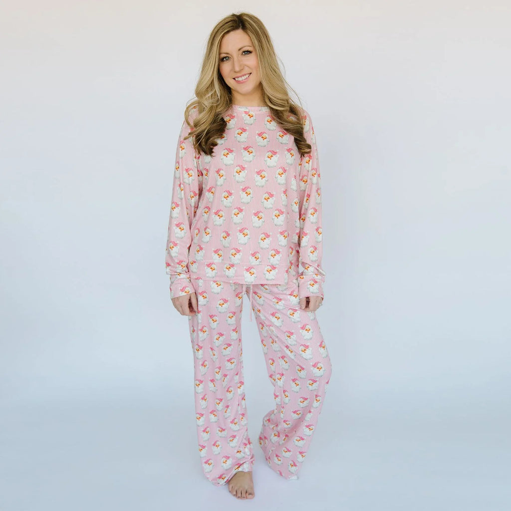 Santa Baby PJ Set Clothing Peacocks & Pearls Pink S 