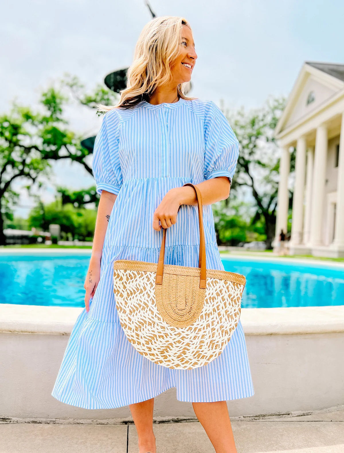 Sandy Straw Patterned Tote