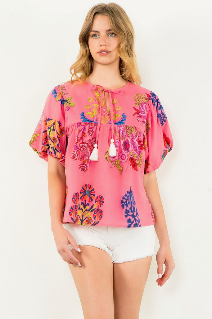 Flirty Floral Top Clothing Peacocks & Pearls