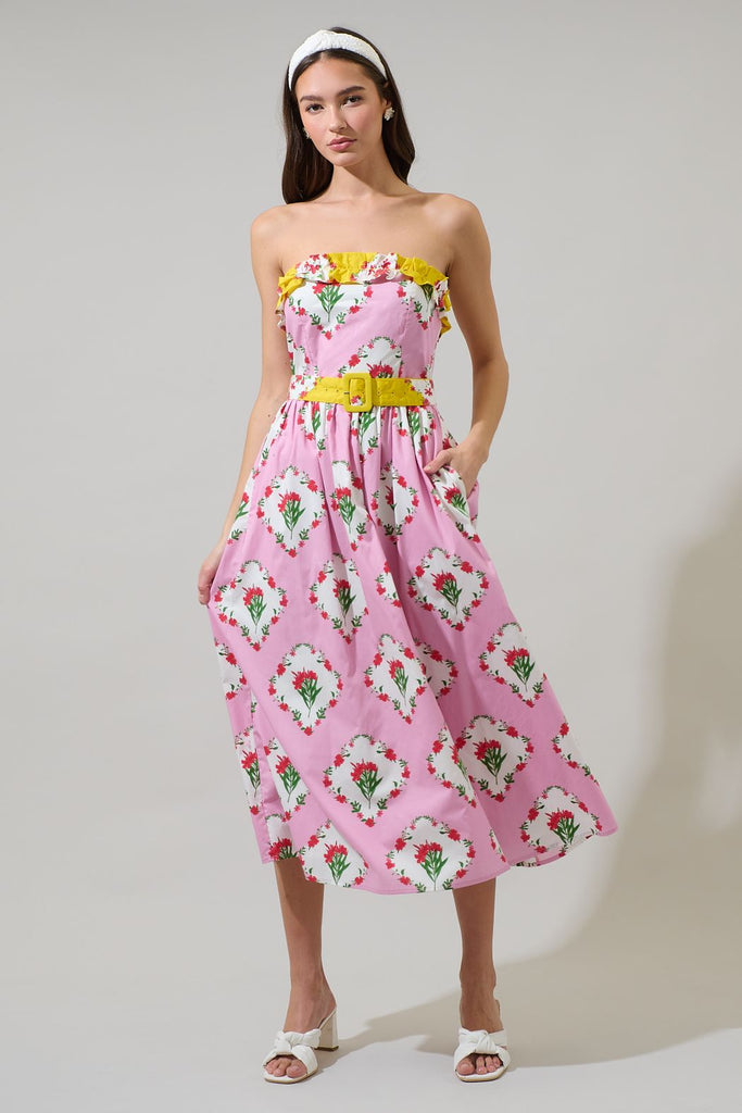 Beny Ruffle Midi Clothing Peacocks & Pearls