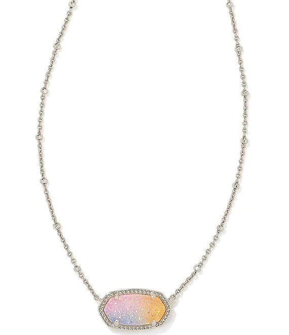 Elisa silver pendant clearance necklace in multicolor drusy