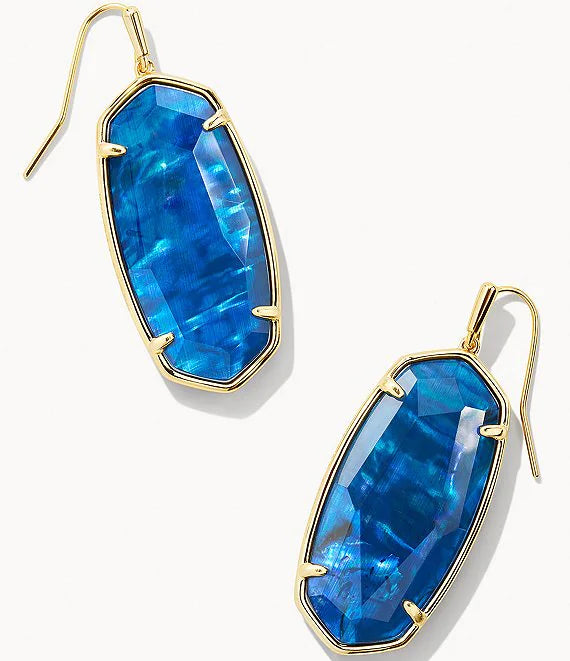 Elle Faceted Earring Jewelry Kendra Scott Gold Navy Abalone  