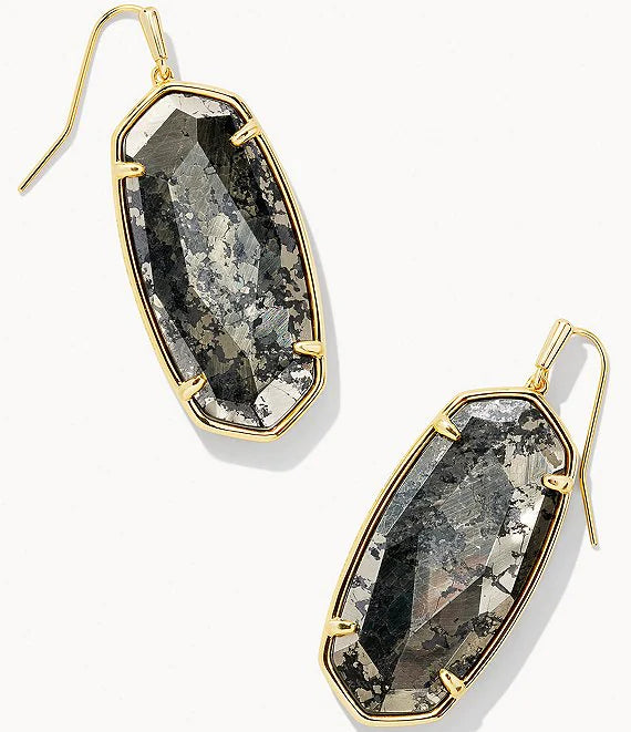 Elle Faceted Earring Jewelry Kendra Scott Gold Black Pyrite  