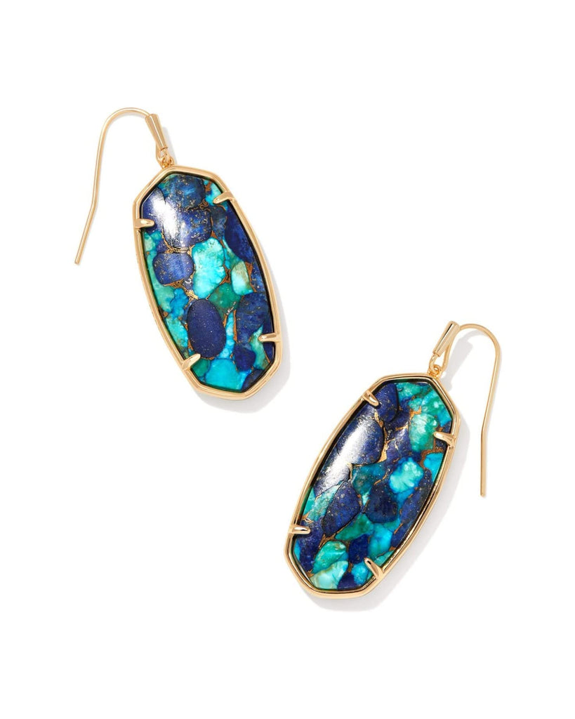 Elle Faceted Earring Jewelry Kendra Scott Gold Bronze Veined Lapis  