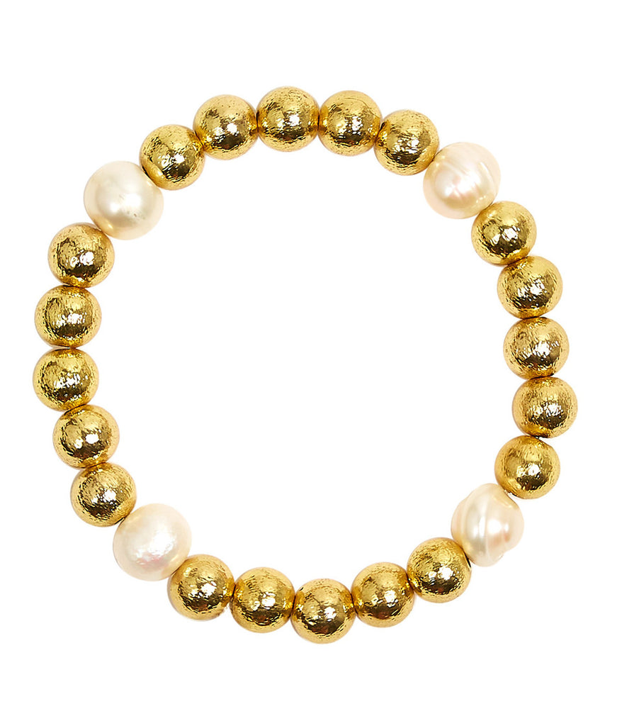 Georgia Freshwater Pearls Bracelet Jewelry Peacocks & Pearls 10mm Gold Beads & Freshwater Pearls  