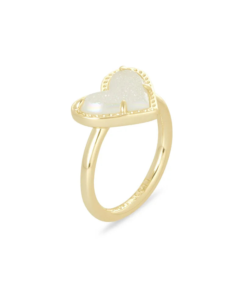 Ari Heart Ring Jewelry Kendra Scott Gold Iridescent Drusy 6 