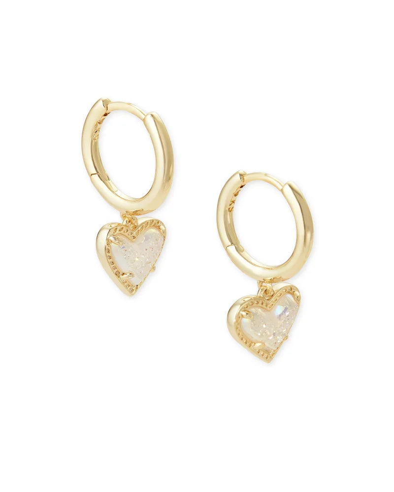 Ari Heart Huggie Jewelry Kendra Scott Gold Iridescent Drusy  