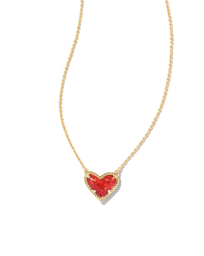 Ari Heart Opal Pendant Jewelry Kendra Scott Gold Red Opal  